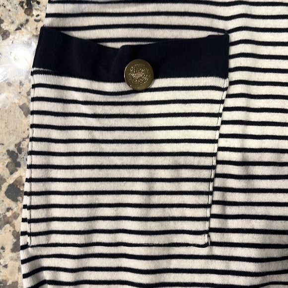 Navy blue & white striped nautical Bodycon dress, 3/4 sleeves, Size Large EUC - Picture 9 of 9